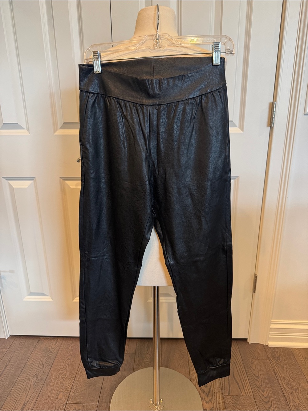 Commando Black Faux Leather Joggers